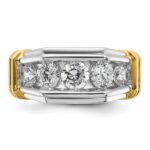 IBGoodman 14k Two-tone Men's Polished and Grooved 5-Stone Ring Mounting - Image 6