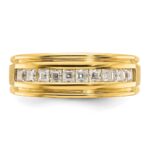 IBGoodman 14k Men's Polished and Satin Square 10-Stone 1/2 Carat AA Quality Diamond Ring - Image 5