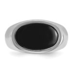 14k White Gold IBGoodman Men's East-West Oval Onyx Complete Ring - Image 6