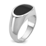 14k White Gold IBGoodman Men's East-West Oval Onyx Complete Ring - Image 8