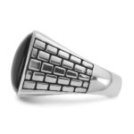 14k White Gold IBGoodman Men's Antiqued Onyx Complete Ring - Image 5