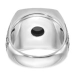 14k White Gold IBGoodman Men's Antiqued Onyx Complete Ring - Image 7