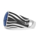 14k White Gold with Black Rhodium IBGoodman Men's Lapis Complete Ring - Image 5