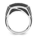14k White Gold with Black Rhodium IBGoodman Men's Onyx Complete Ring - Image 2