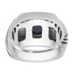 14k White Gold IBGoodman Men's w/Black Rhodium Lapis Diamond Complete Ring - Image 5