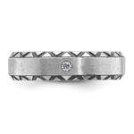 14k White Gold with Black Rhodium IBGoodman Men's Satin Diamond Complete Ring - Image 6