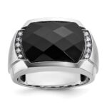 IBGoodman 14k White Gold Men's Polished and Satin Gemstone Ring Mounting