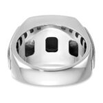 IBGoodman 14k White Gold Men's Polished and Satin Gemstone Ring Mounting - Image 7