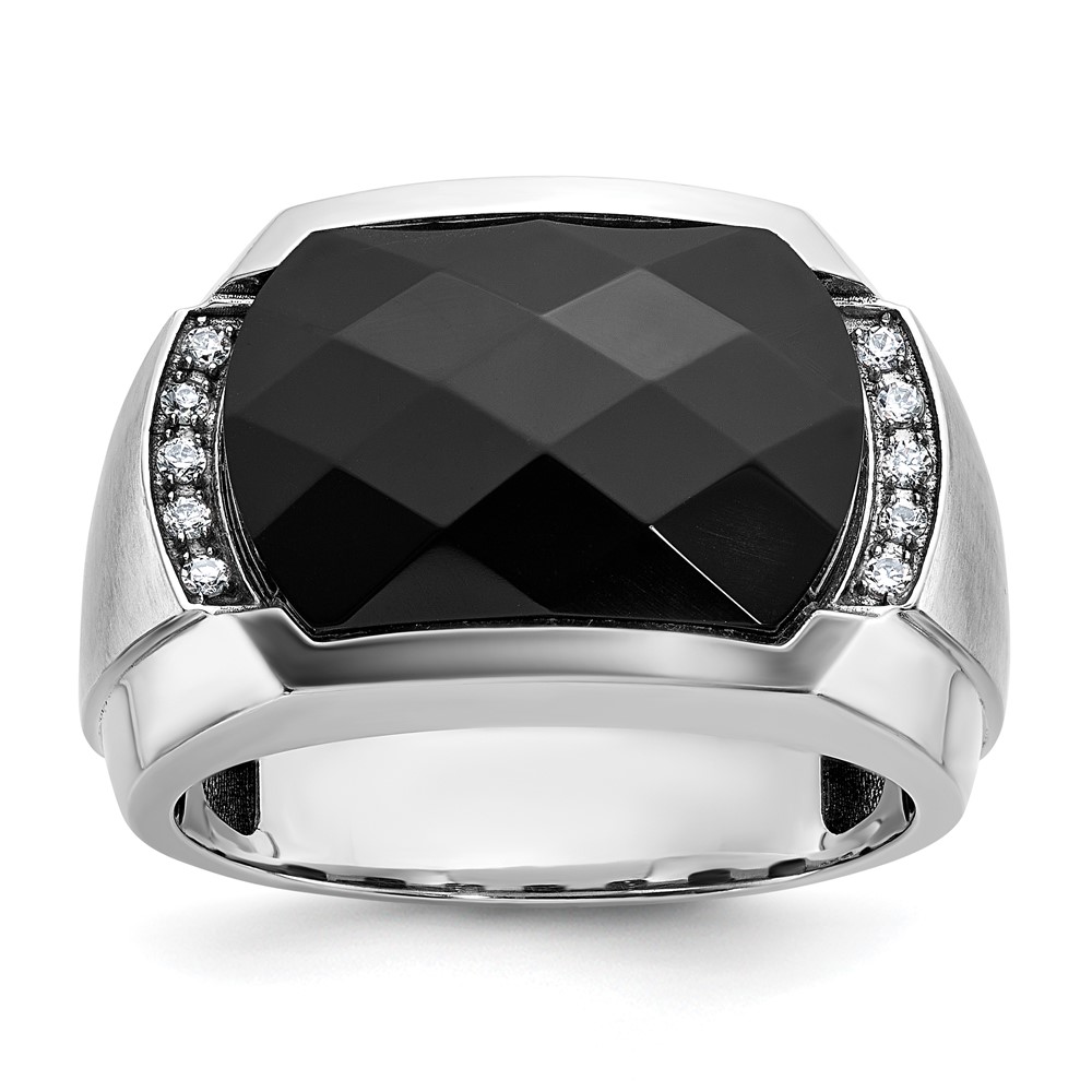 B84379-4WOX_AA.jpg IBGoodman 14k White Gold Men's Polished and Satin Gemstone Ring Mounting - Image 1