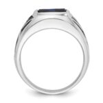 14k White Gold with Black Rhodium IBGoodman Men's Created Sapphire Complete Ring - Image 2
