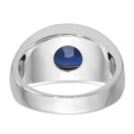 14k White Gold with Black Rhodium IBGoodman Men's Created Sapphire Complete Ring - Image 7