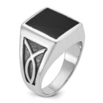 14k White Gold with Black Rhodium IBGoodman Men's Onyx Complete Ring - Image 8