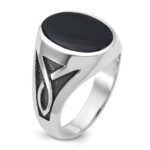 14k White Gold with Black Rhodium IBGoodman Men's Onyx Complete Ring - Image 8