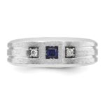 IBGoodman 14k White Gold 1/15 carat Lab Grown Diamond VS/SI+ G+ and Lab Created Blue Sapphire Complete Men's Ring - Image 4