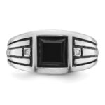 14k White Gold with Black Rhodium IBGoodman Men's Onyx and Diamond Complete Ring - Image 6