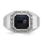 14k White Gold IBGoodman Men's Onyx and 1/8 carat Diamond Complete Ring - Image 6