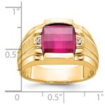 10k IBGoodman Men's Satin Cr. Ruby and Diamond Complete Ring - Image 2