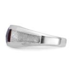 14k White Gold IBGoodman Men's Created Garnet and 1/20 carat Diamond Complete Ring - Image 5