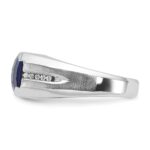 14k White Gold IBGoodman Men's Created Sapphire and 1/20 carat Diamond Complete Ring - Image 5