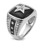 14k White Gold IBGoodman Men's Antiqued Onyx and 1/20 carat Diamond Complete Star Ring - Image 8