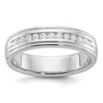 IBGoodman 14k White Gold Men's Polished and Milgrain 11-Stone Ring Mounting