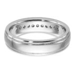 IBGoodman 14k White Gold Men's Polished and Milgrain 11-Stone Ring Mounting - Image 7