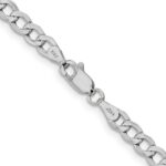 14K White Gold 4.3mm Semi-Solid Curb with Lobster Clasp Chain - Image 3