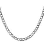 14K White Gold 5.25mm Semi-Solid Curb with Lobster Clasp Chain - Image 2