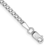 14K White Gold 2.5mm Semi-Solid Curb with Lobster Clasp Anklet