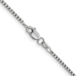 14K White Gold 1.5mm Semi-Solid Round Box with Lobster Clasp Chain - Image 3