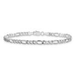 14K White Gold 3.5mm Semi-Solid Figaro with Lobster Clasp Chain - Image 3