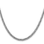 14K White Gold 3.5mm Semi-Solid 3-Wire Wheat with Lobster Clasp Chain - Image 2