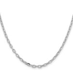 14k White Gold 3mm Semi-solid D/C Open Link Cable Chain - Image 2