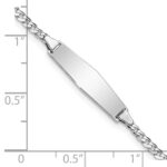 14k White Gold Polished Solid Chain/Solid Plate Flat Curb Link Soft Diamond Shape 19.5x6mm Plate Baby/Child ID Bracelet - Image 3