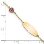 14K Polished Purple Enamel Flower and 20x7mm Plate 5.Baby/Child ID Bracelet with 0.Extender - Image 3