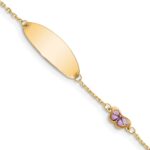 14K Polished Purple Enamel Butterfly and 20x7mm Plate 5.Baby/Child ID Bracelet with 0.Extender - Image 2