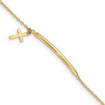 14K Polished Cross Dangle and Bar 5.Baby/Child Bracelet with 0.Extender
