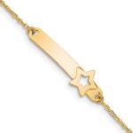 14K Polished Solid Chain/Solid Plate Star 27.7x8mm Plate 5.Baby/Child ID Bracelet with Extender
