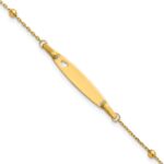 14K Polished Beaded Cut-out Heart 24x4.7mm Plate 5 inch Baby/Child ID Bracelet with 1 inch Extender