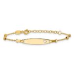 14K Polished Beaded Cut-out Heart 24x4.7mm Plate 5 inch Baby/Child ID Bracelet with 1 inch Extender - Image 3