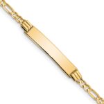 14k Polished Solid Chain/Solid Plate Figaro Link 26x5mm Plate 6 inch Baby/Child ID Bracelet