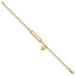 14k Polished Solid Chain/Solid Plate Heart Dangle Curb Link 21x5mm Plate 5.5 inch Baby/Child ID Bracelet - Image 2