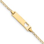 14k Polished Solid Chain/Solid Plate Flat Curb Link Cut-out Heart 20x5mm Plate 5.5 inch Baby/Child ID Bracelet