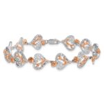 14K White and Rose Gold Complete 1/3 carat Diamond 15 and Rose Quinceanera Heart 7 inch Bracelet - Image 3
