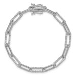 14K White Gold Polished Complete 1.4 carat Diamond Paperclip Link 7 inch Bracelet - Image 4