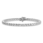 14k White Gold  7 carat Lab Grown Diamond VS/SI+ G+ Complete Tennis Bracelet - Image 3
