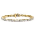 14k 7 carat Lab Grown Diamond VS+ F+ Complete Princess Prong Set Tennis Bracelet - Image 3