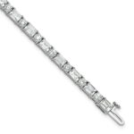 14k White Gold 10 carat Lab Grown Diamond VS+ F+ Complete Emerald and Round Tennis Bracelet