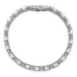 14k White Gold 10 carat Lab Grown Diamond VS+ F+ Complete Emerald and Round Tennis Bracelet - Image 4