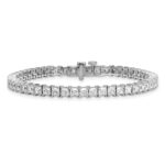 14k White Gold 10 carat Lab Grown Diamond VS/SI+ G+ Complete Princess Prong Set Tennis Bracelet - Image 3
